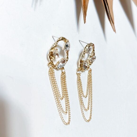 Rhinestone decor earrings S531 - Picture 3 of 4